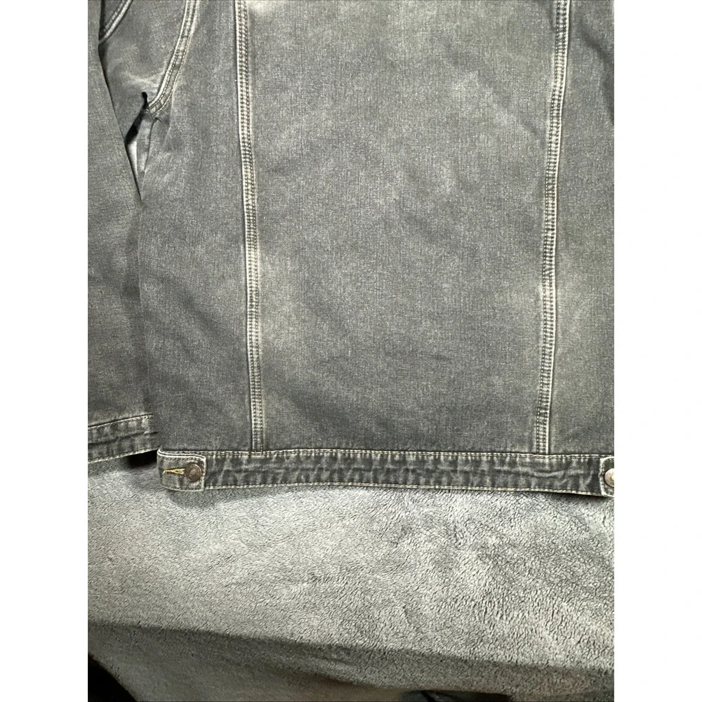 JYG Sherpa Lined Denim Trucker Jacket Gray Washed Button Front Men‎ L